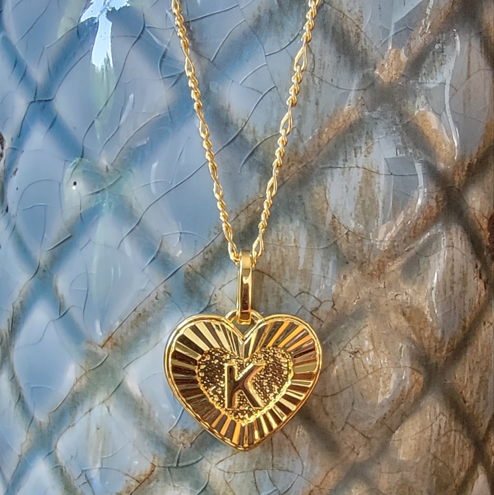 Bracha Heart Initial "K" Necklace